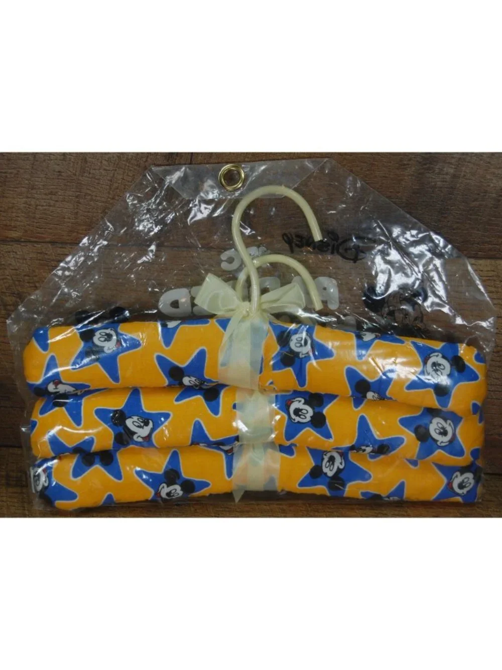 NEW Vintage 1987 Mickey Mouse Disney IPC Padded Hangers Soft Scent Blue Yellow